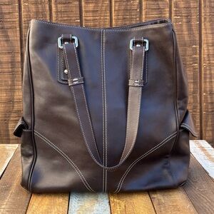 Levenger Brown Leather Tote Bag